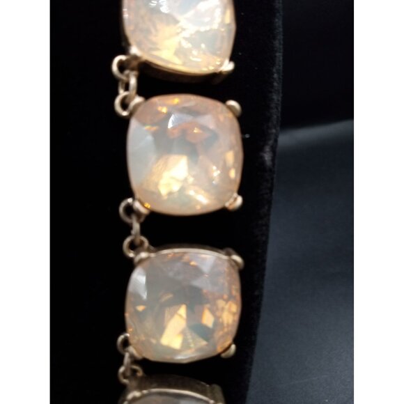Necklace Statement Faceted Opalescent Faux Stones .75" Vintage Adjusts 15-20" - Picture 5 of 16